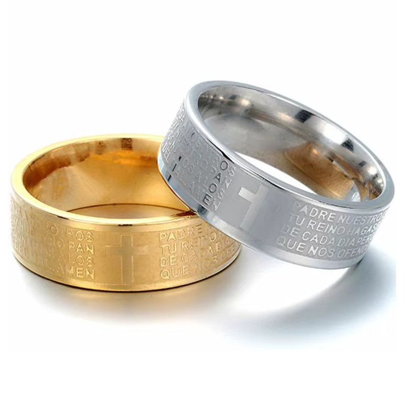 Anillo Argolla Padre Nuestro Acero