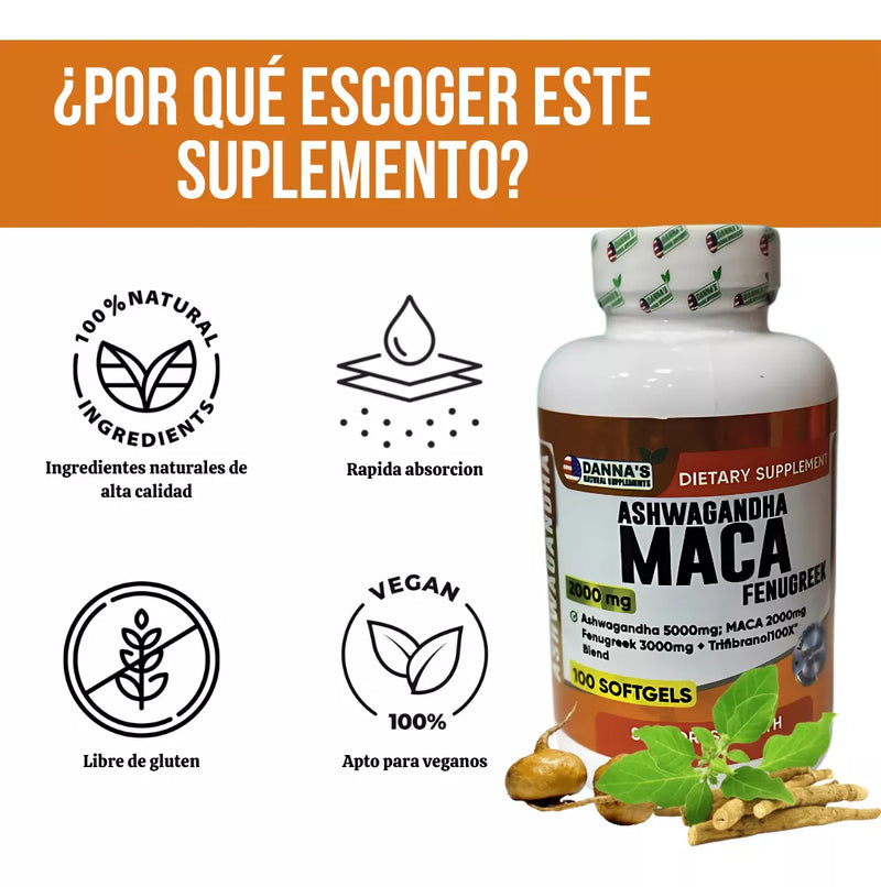 Ashwagandha, Maca y Fenogreco ✨🌿- BIENESTAR FISICO Y MENTAL -
