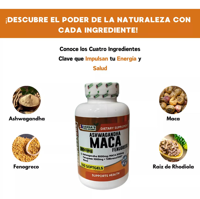 Ashwagandha, Maca y Fenogreco ✨🌿- BIENESTAR FISICO Y MENTAL -