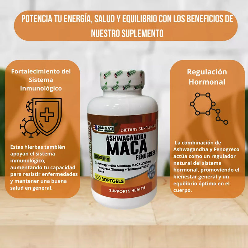 Ashwagandha, Maca y Fenogreco ✨🌿- BIENESTAR FISICO Y MENTAL -